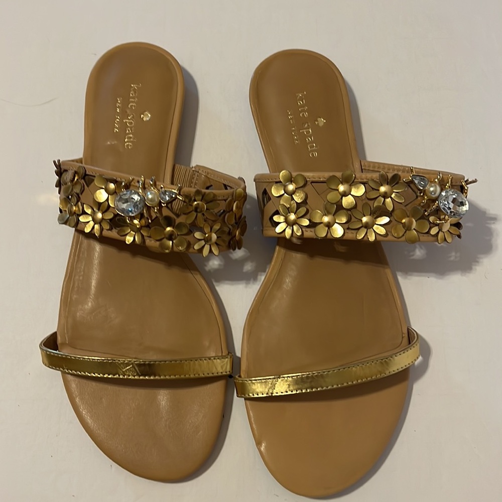 Kate‎ Spade Flower Bug Embellished Leather Sandal 9.5M